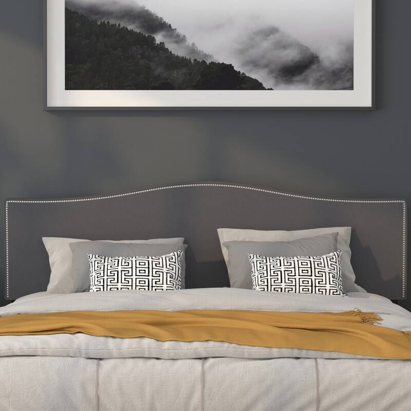 Arched Upholstered Headboard with Nailhead Trim