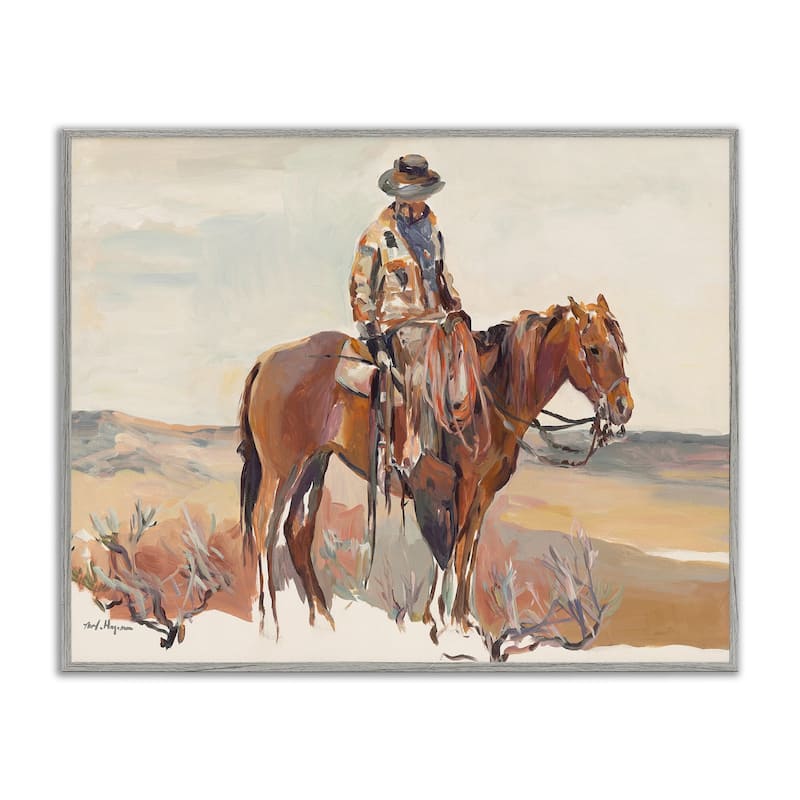 Stupell Cowboy Fields And Farm Western Painting Framed Wall Art