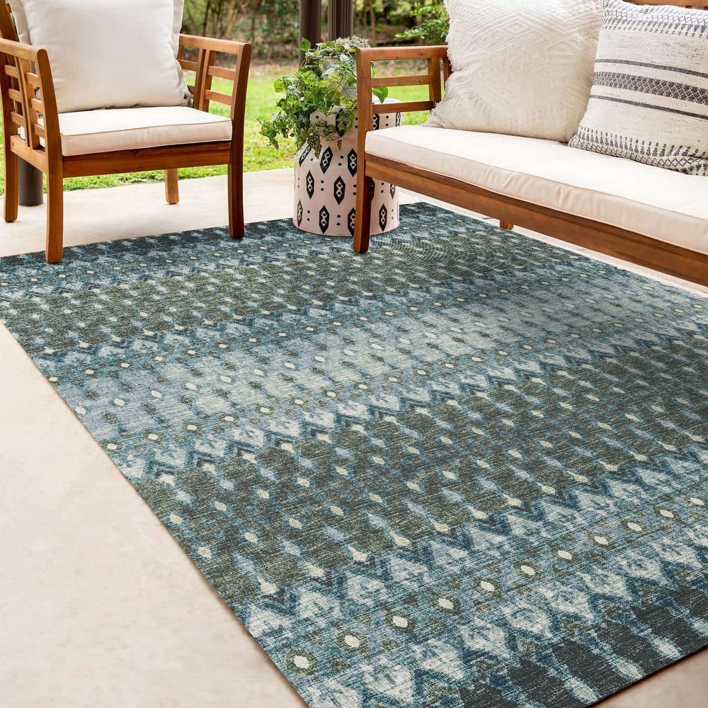 Machine Washable Indoor/ Outdoor Addison Bravado Geometric Ikat Rug
