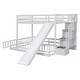 preview thumbnail 5 of 7, Pine Solid Wooden Bunk Bed with Slide, Storage Staircase and Safety Guardrails, White