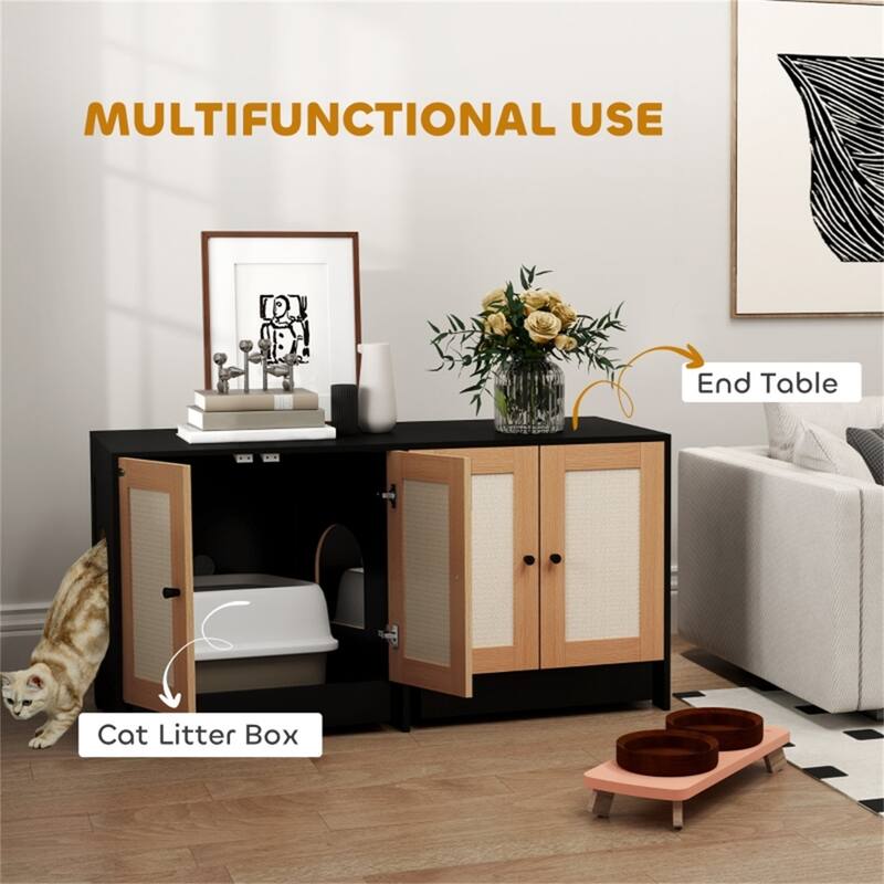 Cat Litter Box for Dual-purpose as Litter Box and Stylish End Table - 47.2"L x 19.7"W x 24.2"H