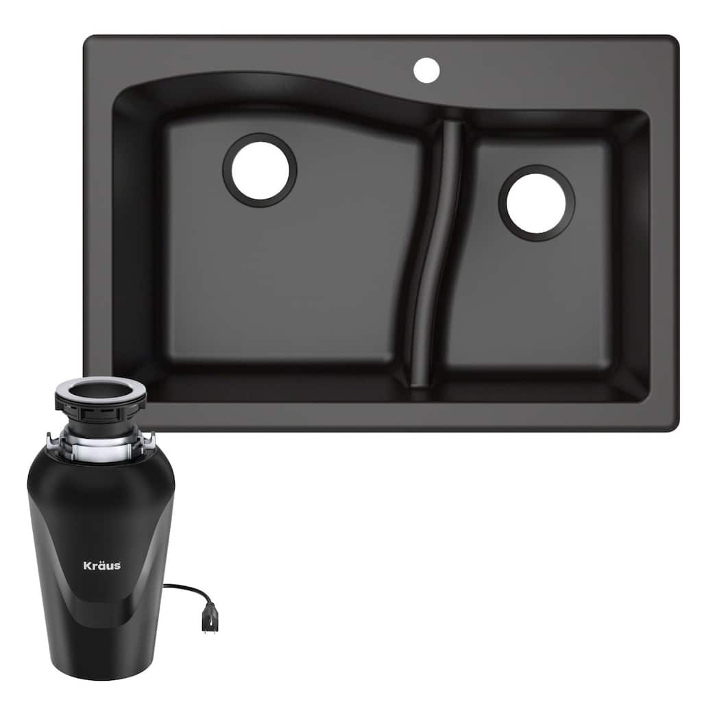 Kraus KGD-442-100-75MB Quarza 33" Undermount Double Basin Granite