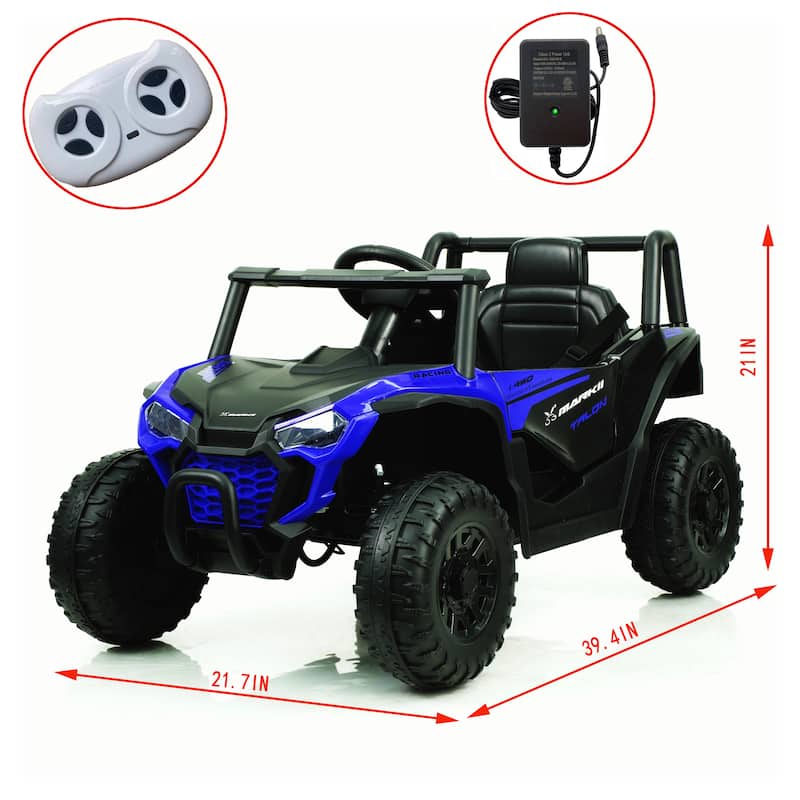 Blue Kids Ride-On Car Electric Vehicle with Remote Control & Music, Toddler Vehicle Off-Road Toy Car