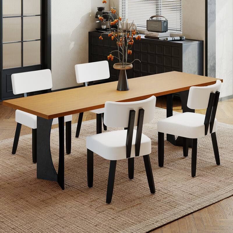 Mid-century Fabric Upholstered Dining Chairs in Black Legs