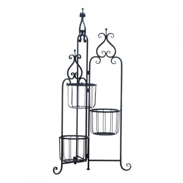 Black Flourish Triple Plant Stand