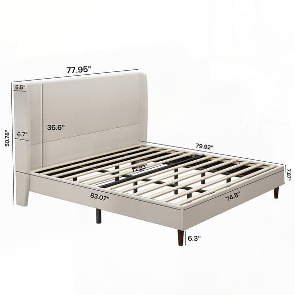 dimension image slide 26 of 27, Harper Tall Headboard Upholstered Bed