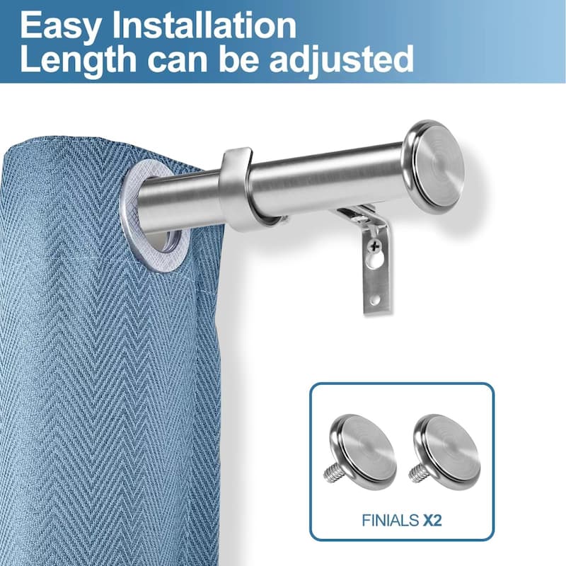 1-inch Diameter Bouton Adjustable Single Drapery Curtain Rod