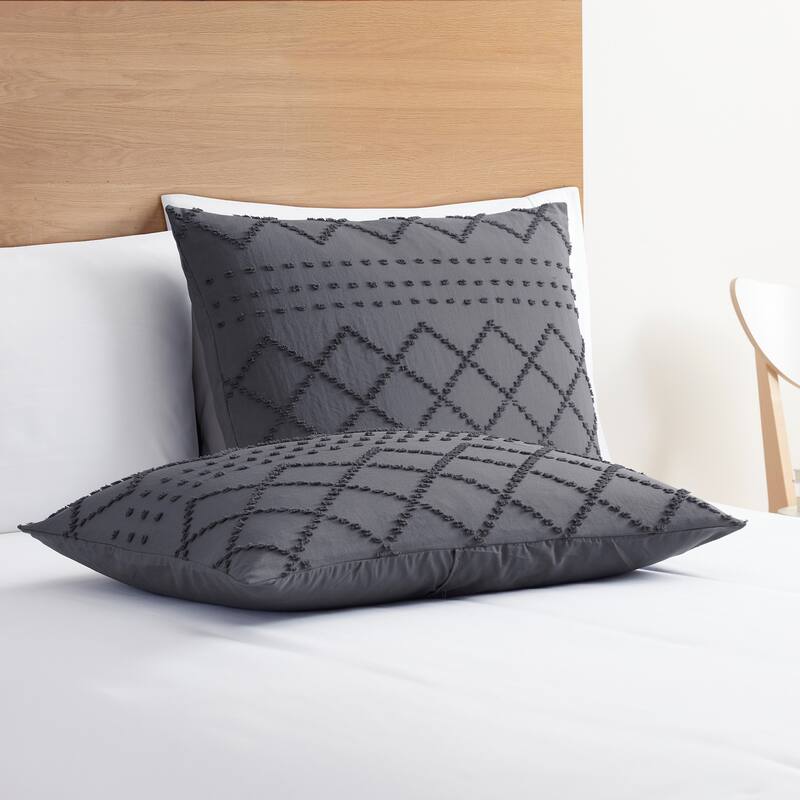 Nestl Boho Tufted Embroidery Double Brushed Duvet Cover with Button Closure
