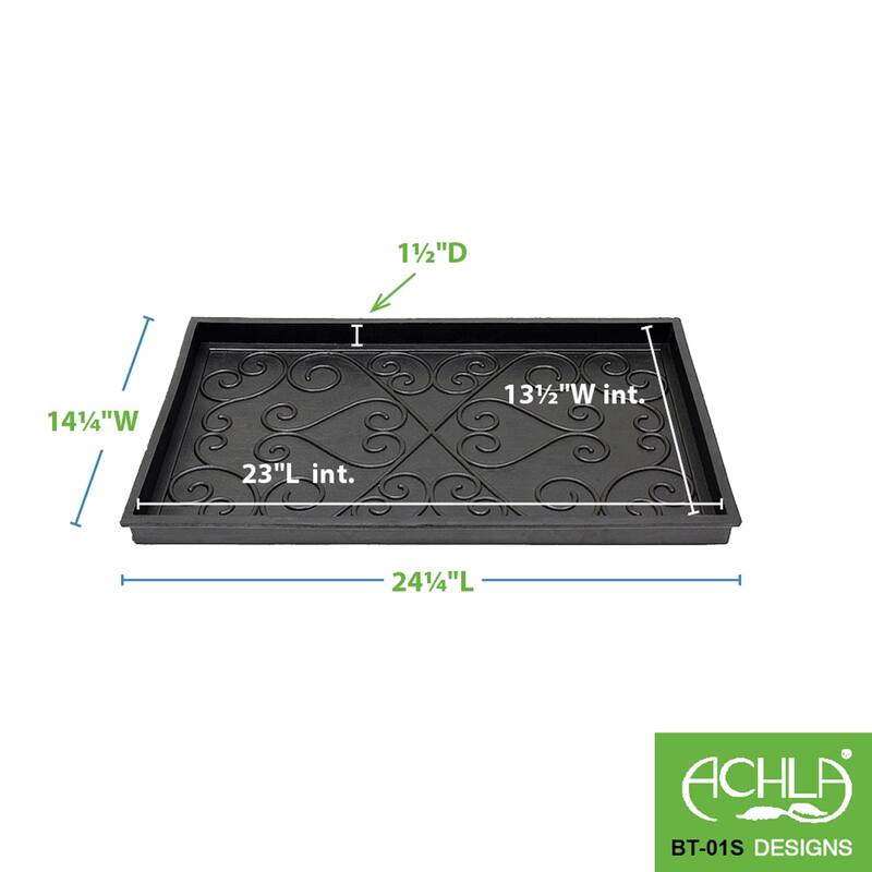 Achla Designs Multi Purpose Rubber Area Boot Tray, Small, 24 Inch Wide, Black