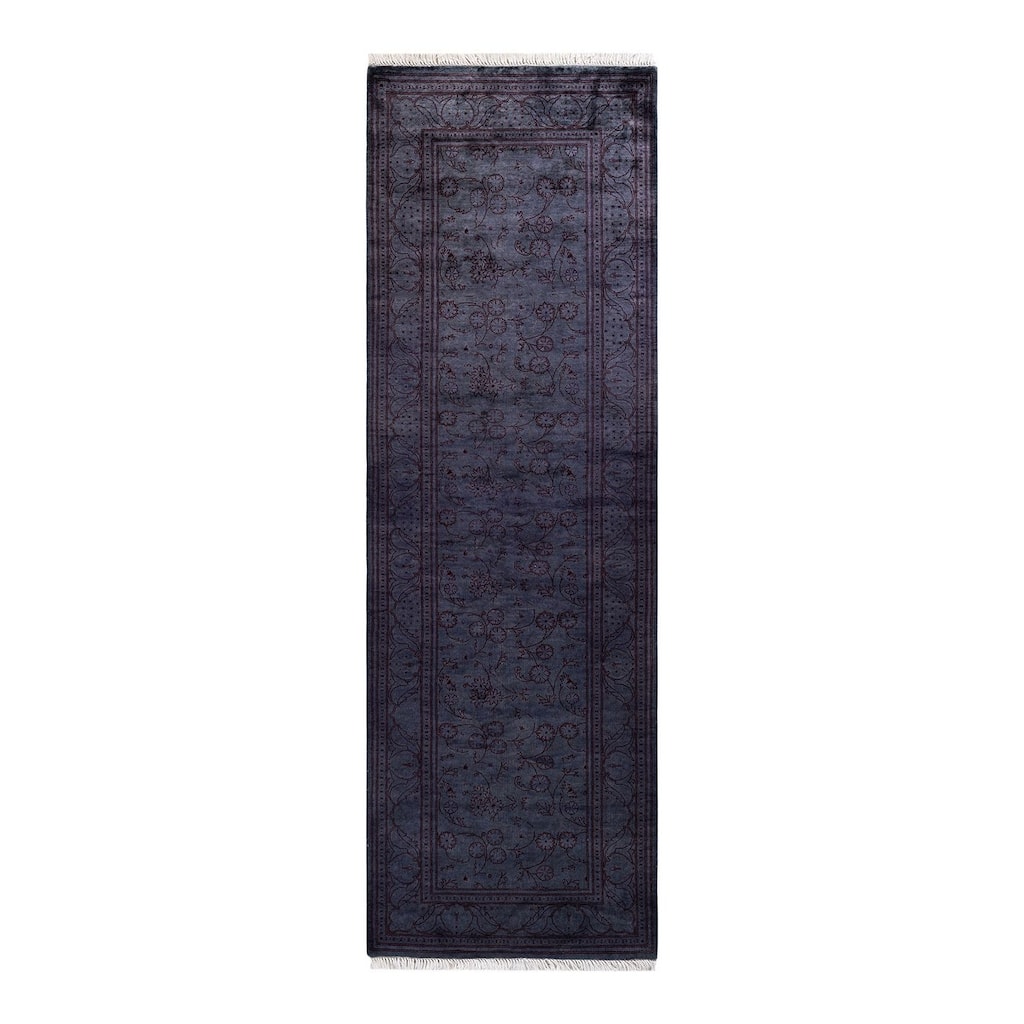 Overton Hand Knotted Wool Vintage Inspired Modern Contemporary Overdyed Purple Runner Rug - 2' 7" x 8' 3"