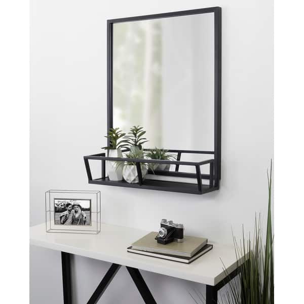 Shop Kate And Laurel Jackson Rustic Black Metal Organizer Mirror