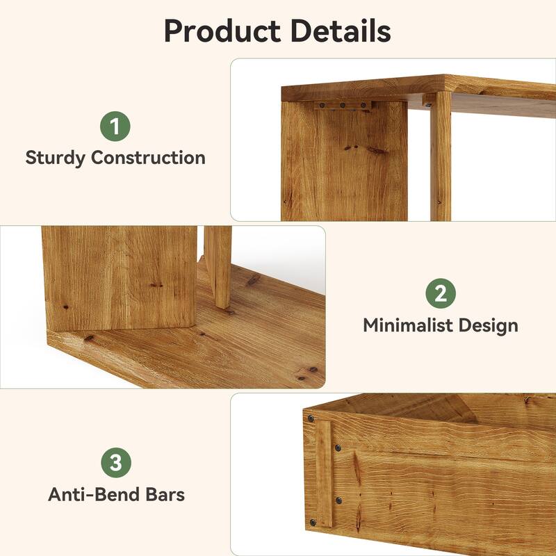 2 Tier Solid Wood Console Table for Living Room