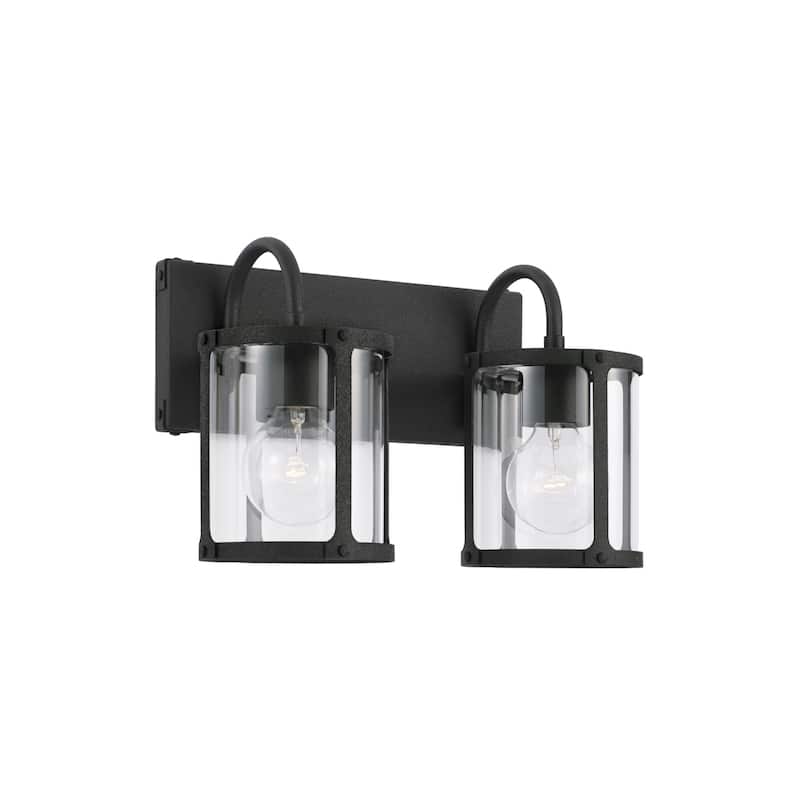 Brennen 2-light Black Iron Bath/ Vanity Fixture w/ Clear Glass