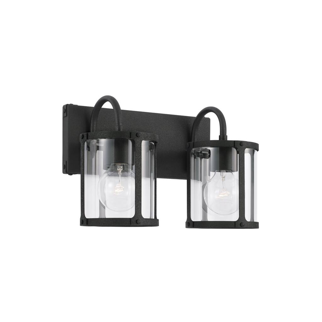 Brennen 2-light Black Iron Bath/ Vanity Fixture w/ Clear Glass