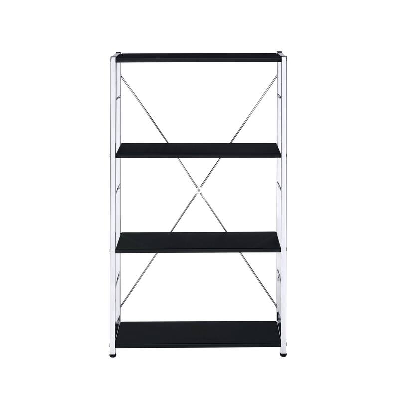Tennos Black & Chrome Finish Bookshelf