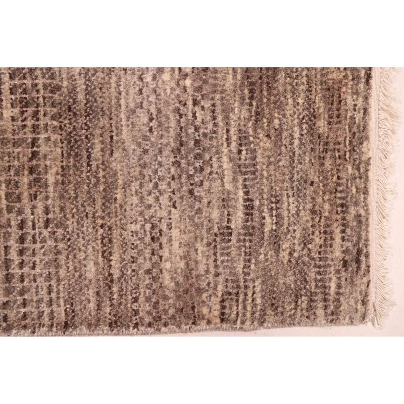 ECARPETGALLERY Hand-knotted Finest Silk Shadow Taupe Viscose, Wool Rug - 9'0 x 12'2