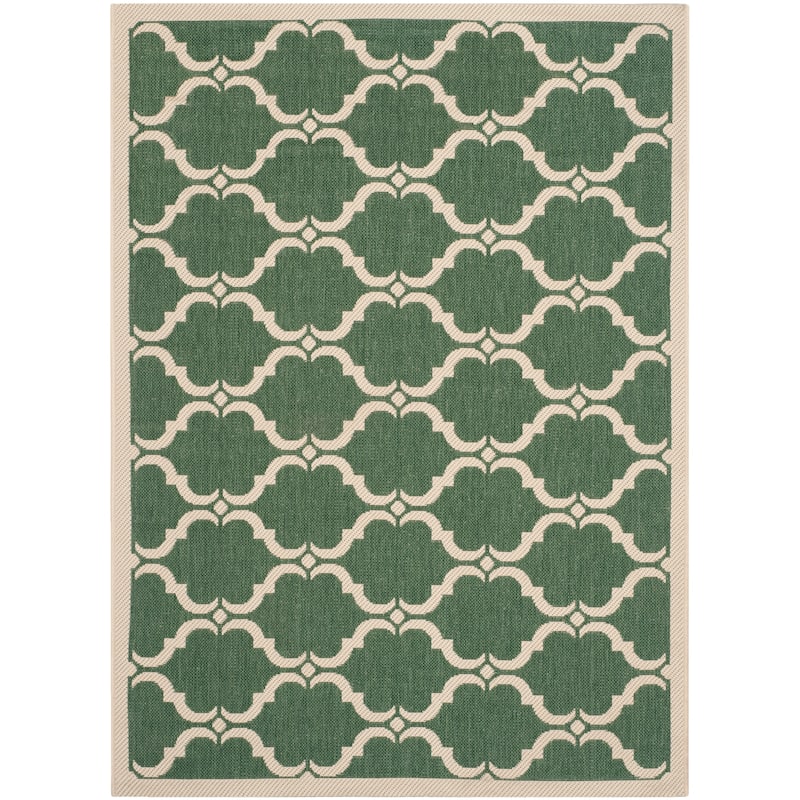 SAFAVIEH Courtyard Charleen Indoor/ Outdoor Waterproof Patio Backyard Rug - 2'7" x 5' - Dark Green/Beige