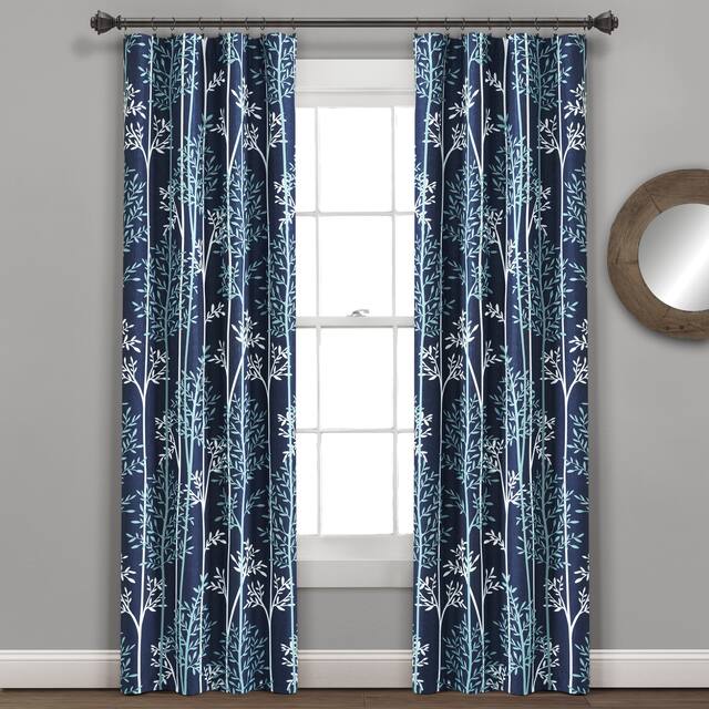 Lush Decor Linear Tree Insulated Blackout Window Curtain Panel Pair - 84 Inches - Navy