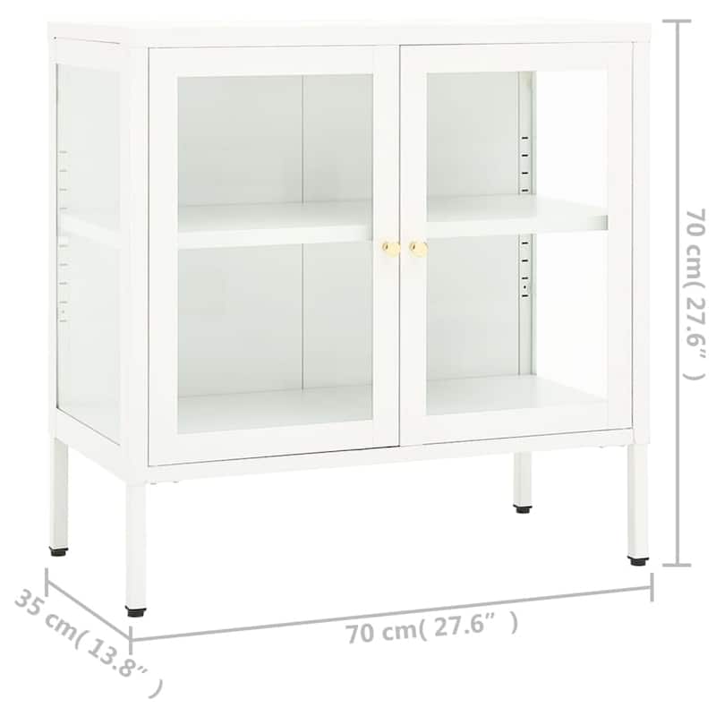 vidaXL Sideboard White 27.6"x13.8"x27.6" Steel and Glass