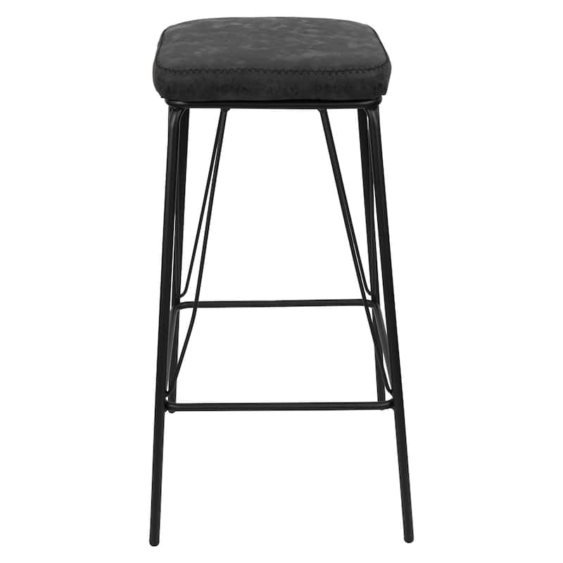 LeisureMod Millard Leather Cushion Barstool With Metal Frame - 30"