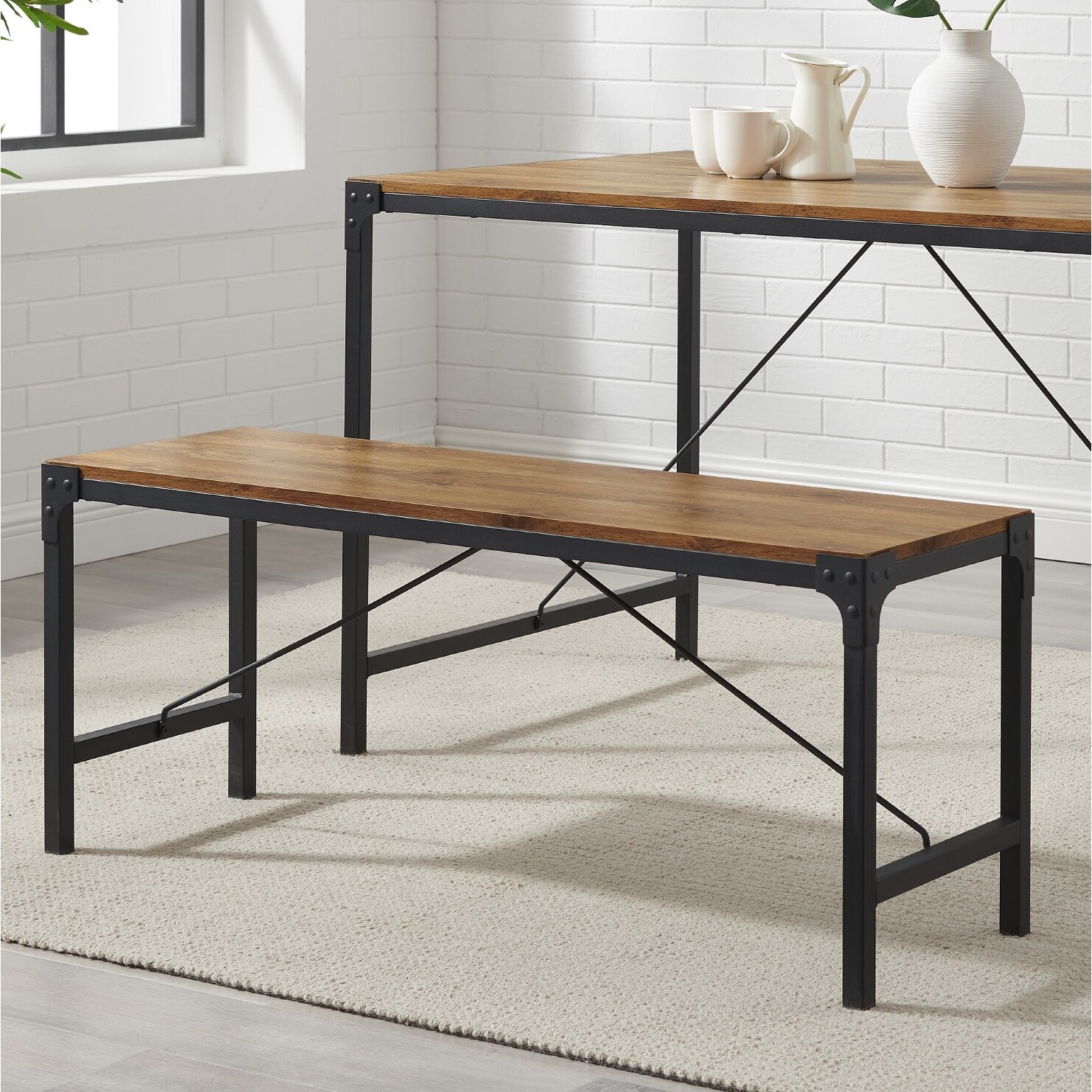 Iron deals dining bench