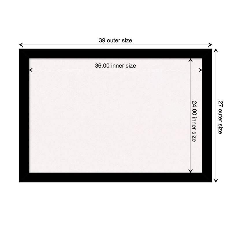Brushed Framed White Corkboard Bulletin Board - Brushed Black - Board Size 36x24
