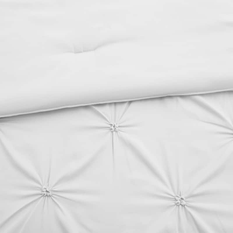 3 Piece Reversible Pintuck Pinch Pleat Comforter Set, Bedding Set for All Season
