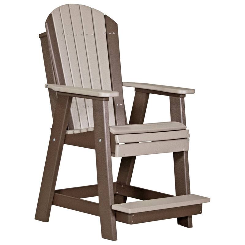 Poly Lumber Adirondack Balcony Chair - Weatherwood & Chestnut Brown
