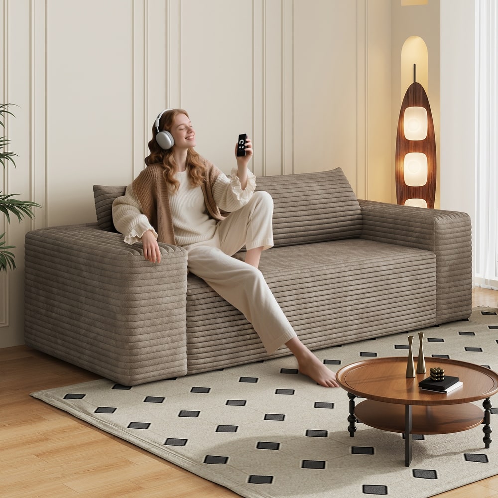 78.8" Corduroy Loveseat Sofa - Deep Seat, No Assembly Required, for Living Room, Bedroom, Apartment
