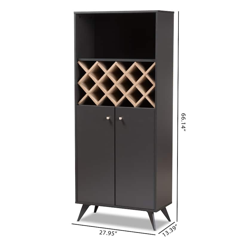 Modern Wine Cabinet with Glass Rack Drawer and Open Shelves - 66.14" High x 27.95" Wide x 13.39" Deep