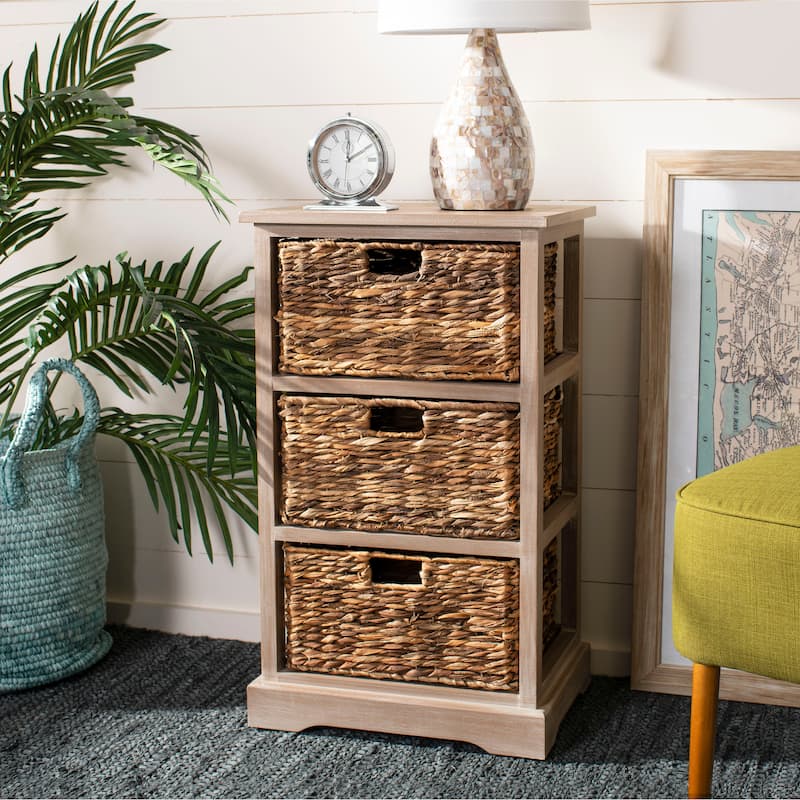SAFAVIEH Halle Winter Melody 3Drawer Wicker Basket Storage Unit 17.3