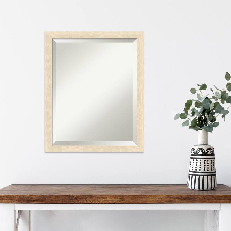 Woodgrain Stripe Beveled Wood Framed Wall Mirror