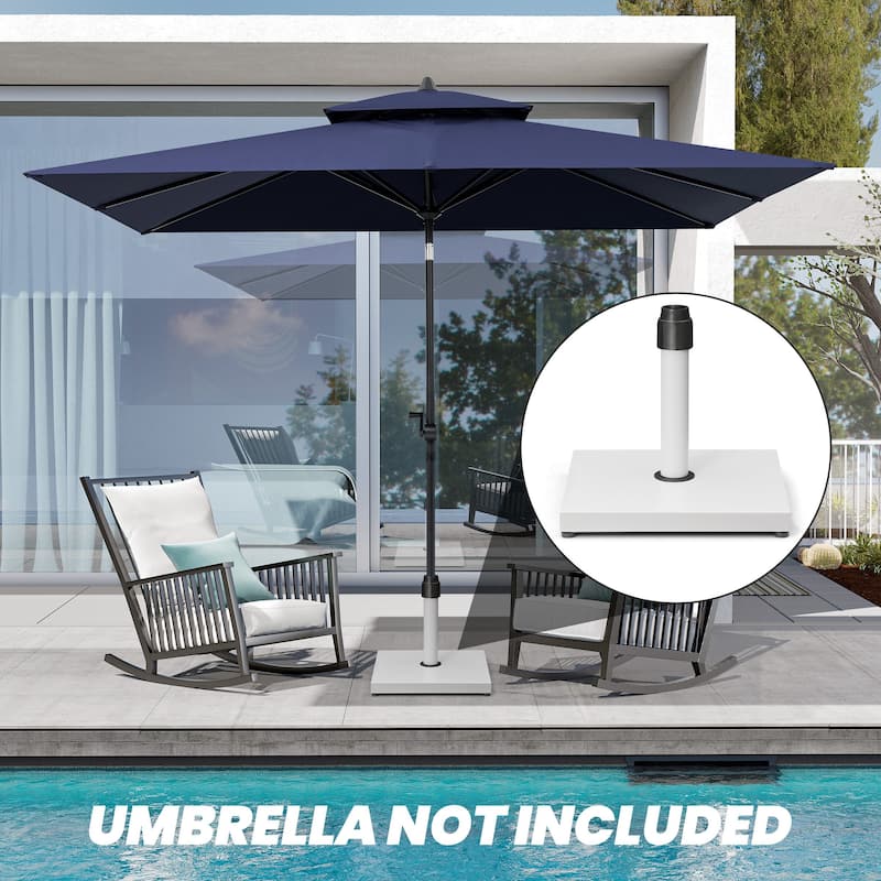 Outdoor Market Umbrella Base Holder Square Concrete / Cement Metal w/Wheels