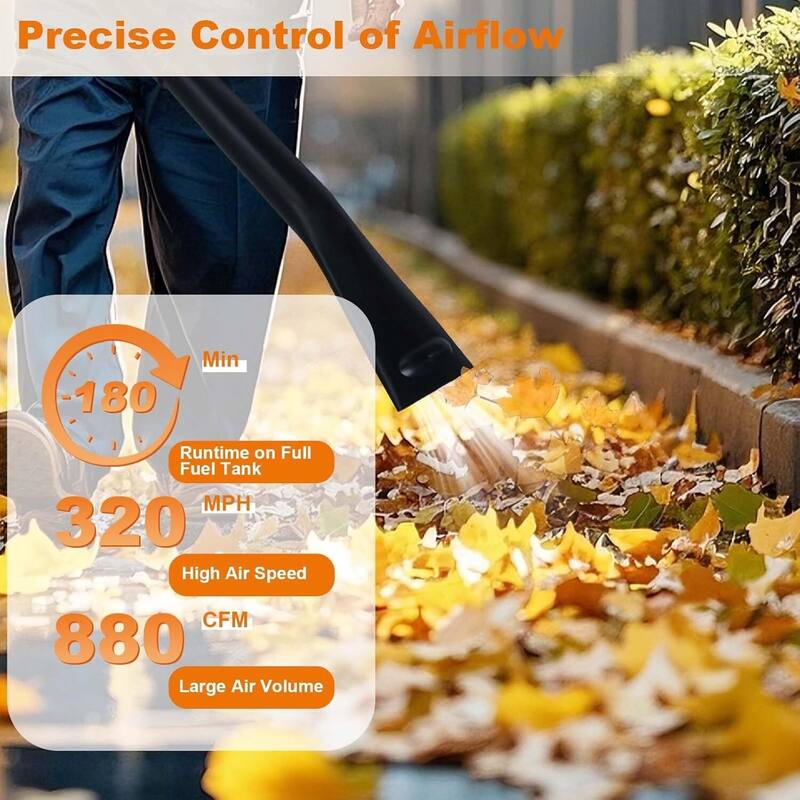 Backpack Durable Gas Powered Leaf Blower 4.0 HP 66cc 2-Cycle 880 CFM 320 MPH - N/A