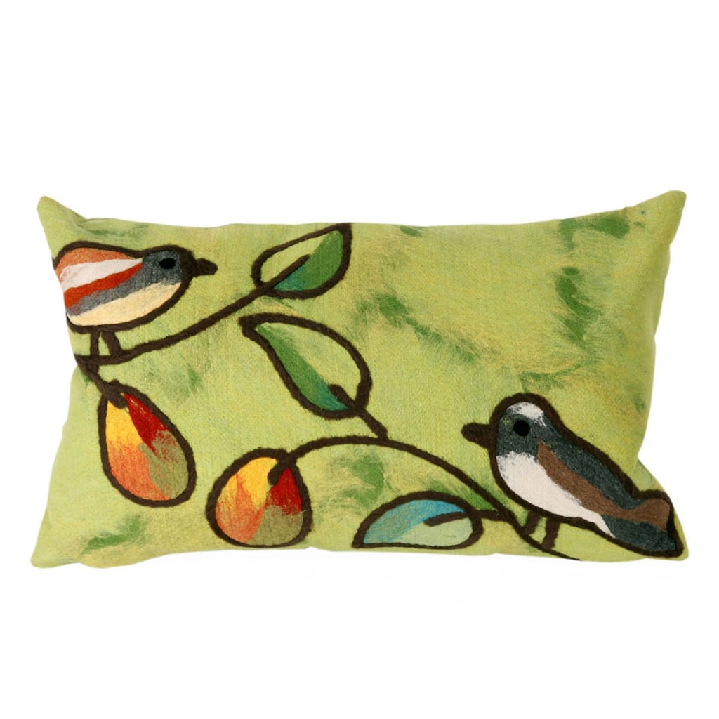 Liora Manne Visions III Song Birds Indoor/Outdoor Pillow Green 12"X20"