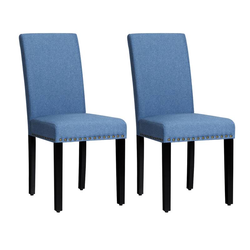 Costway Set of 2 Fabric Dining Chairs Upholstered with Nailhead Trim - See Description