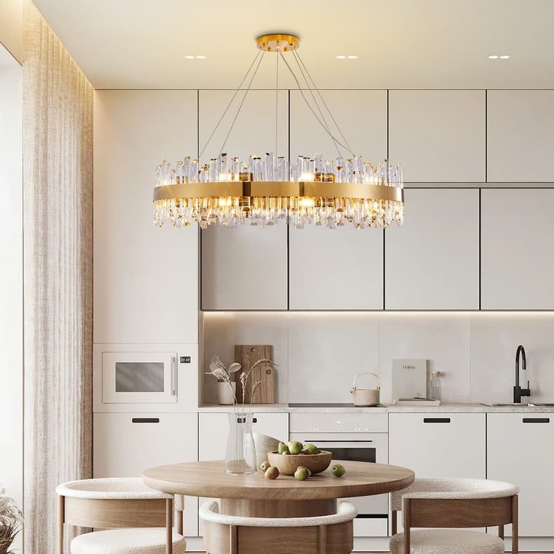 KAYLA 16-Light Gold Crystal Chandelier, Modern K9 Crystal
