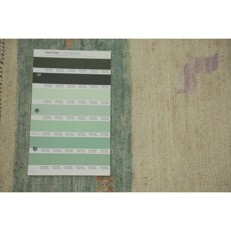 Hand Knotted Oriental 100% Wool Carpet Traditional Floral Beige & Ivories Art Deco Area Rug - 6' 9'' X 7' 1''