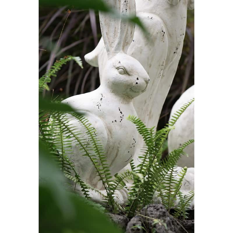18.5" Cream White Distressed Vintage Style Small Rabbit Figurine