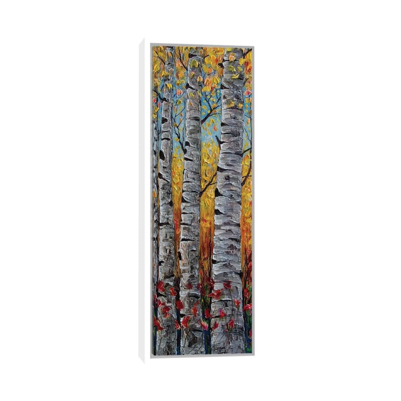 iCanvas "Impressionistic Colorado Aspen Trees Vertical Panorama" by OLena Art Framed Canvas Print - White - 36x12