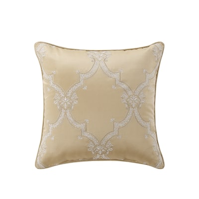 J. Queen New York Sondra Gold 20" Square Embellished Decorative Throw Pillow