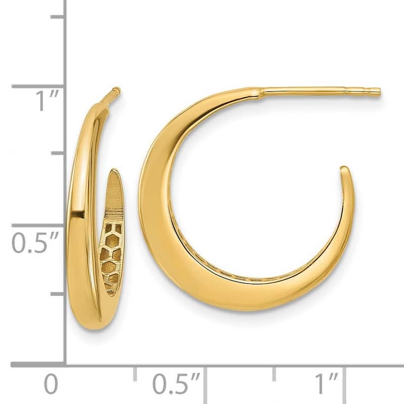 Curata 14k Yellow Gold Polished J hoop Post Earrings - 20.24x19.84mm