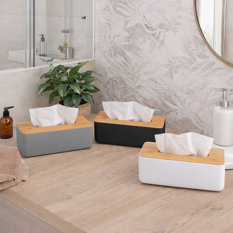 Grey Padang Bathroom Accessory Set 7-Pieces Bamboo