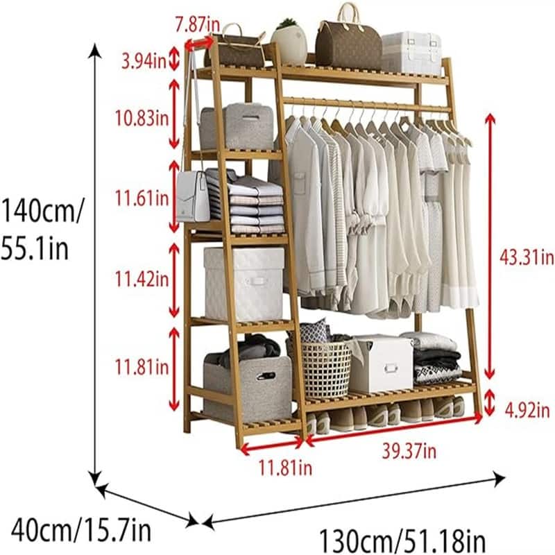 Clothing Garment Rack 7 Tier Storage Shelf - 15.74"D x51.2 "W x 55.11"H