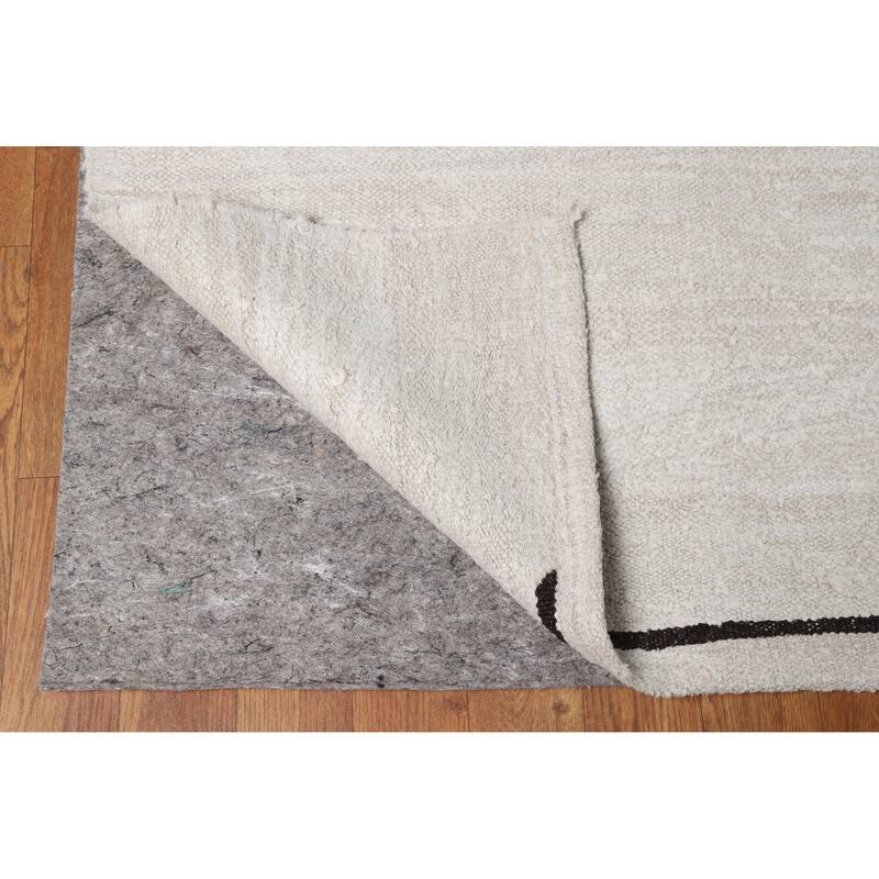 Hand Woven Oriental Cotton Carpet Southwestern Tribal Beige & Ivories Kilim Area Rug - 13' 3'' X 9' 11''