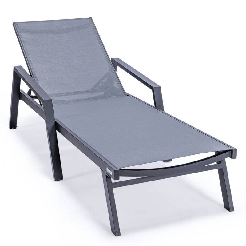 Aluminum Beach Pool Sun Lounge Chair Sling Mesh Fabric With Arms, Stackable Chaise Lounger (Set of 2) for Outdoor Backyard