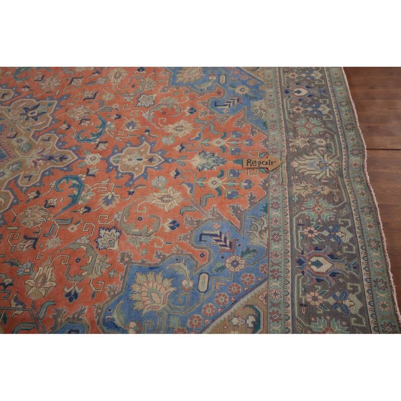 Tabriz Persian Vintage Area Rug Hand-Knotted Traditional Wool Carpet - 9'6"x 12'10"