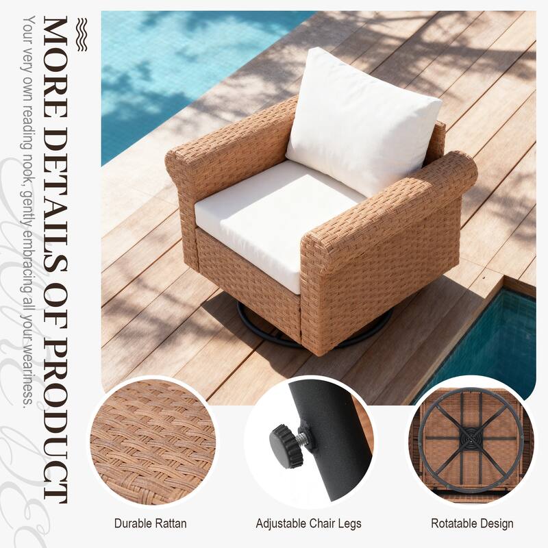Outdoor 7-Piece Pe Rattan Garden Patio Sofa Set with Swivel Chair