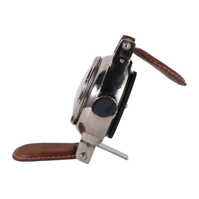 Aluminum Faux Leather Clock Modern Accents Featuring Sleek Design