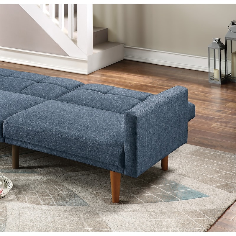 Transitional Sofa Couch Convertible Bed Polyfiber 1pc Tufted Sofa Cushion Wooden Legs